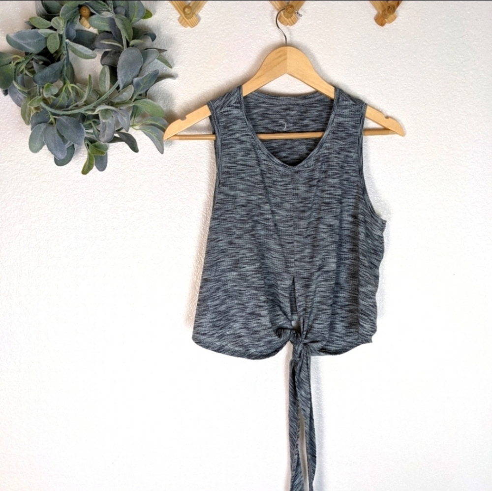 Zyia Space Dye Tie Front Wrap Around Tee